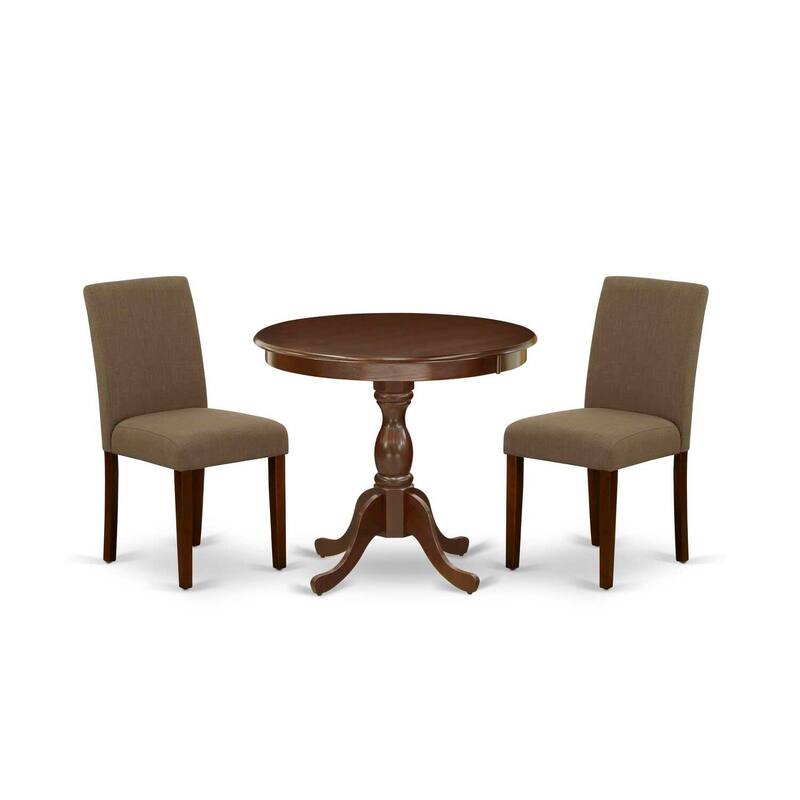 Hollywood Regency 3 Piece Dining Set - Table & 2 Linen Upholstered Chairs