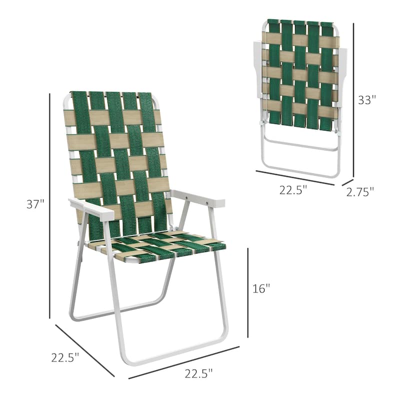Set of 2 Patio Folding Chairs with Armrests, Outdoor Camping Chairs, Portable Lawn Chairs for Camping, Garden, Pool, Beach