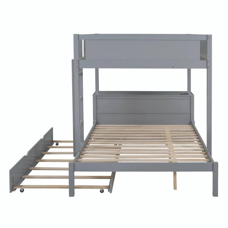 Full-Over-Full Bunk Bed with Twin Trundle, Storage & Built-In Desk
