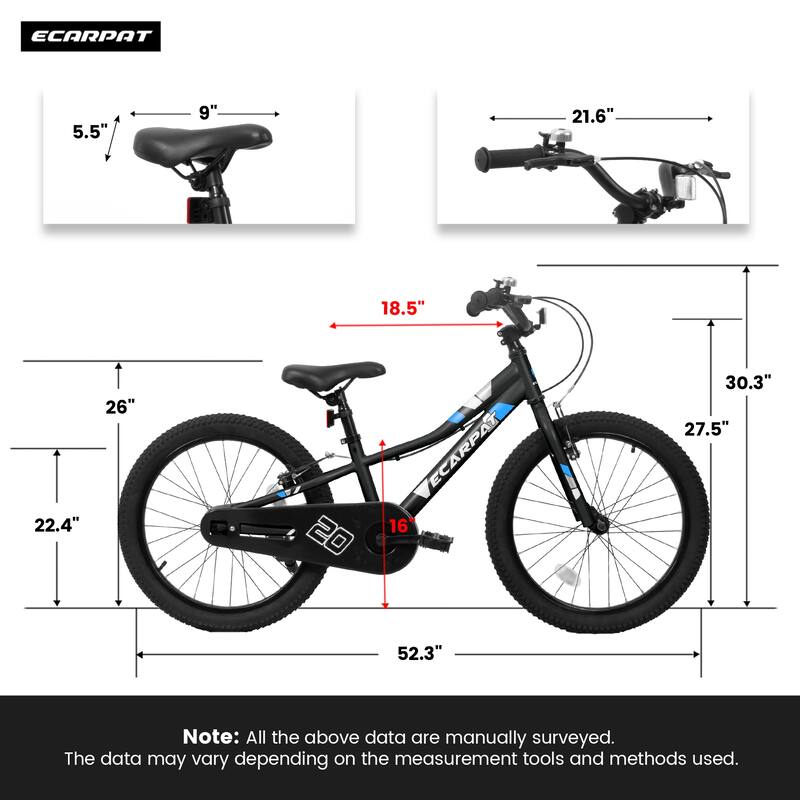 Kids' Bike 20 Inch Wheels, 1-Speed Boys Girls Child Bicycles For 3-5Years, Front V Brake, Rear Holding Brake