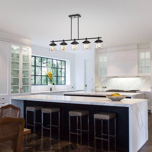 Black and Brushed Nickel 5-Light Linear Kitchen Island Lighting