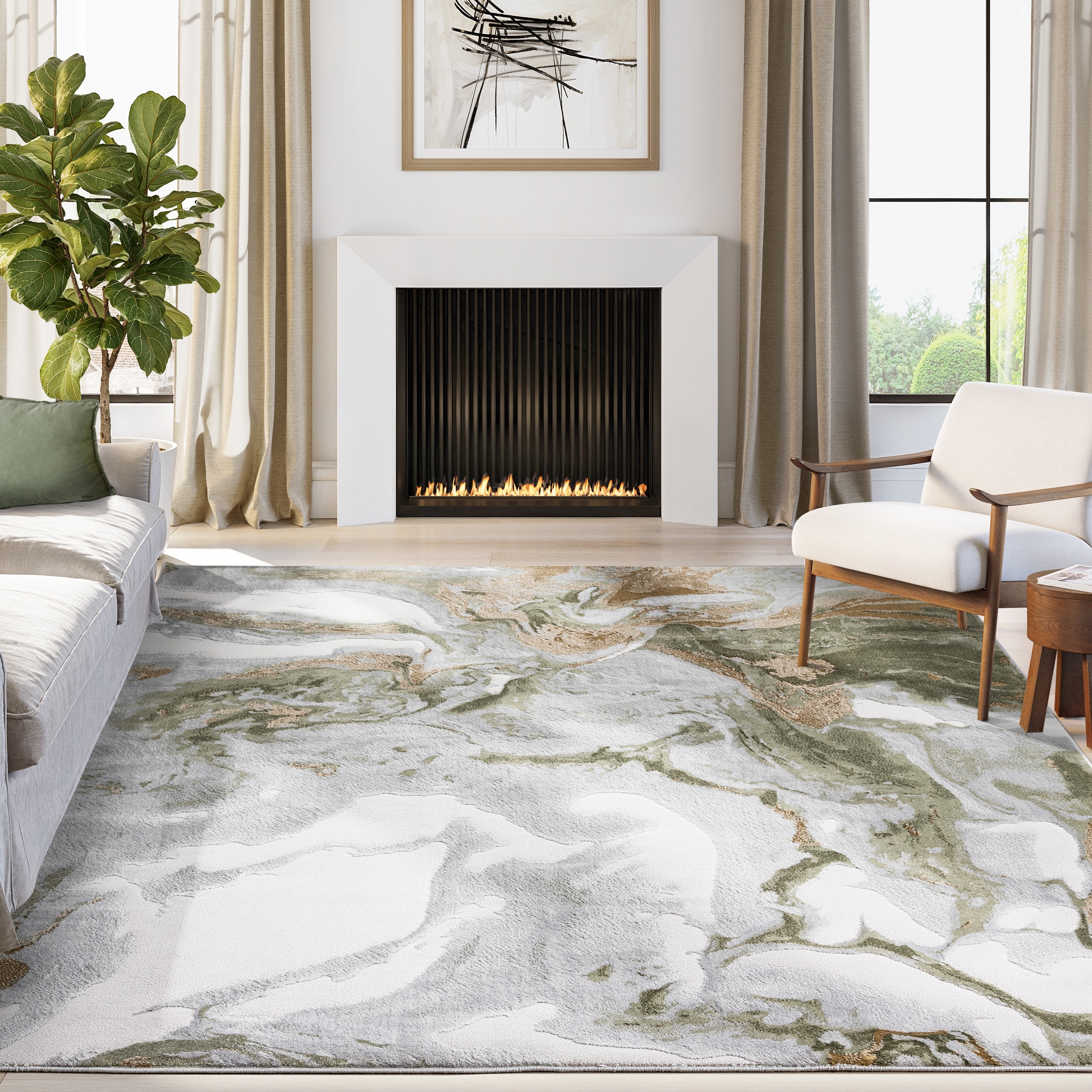 Abani Rugs Regal REG140C Abstract Grey Green Area Rug
