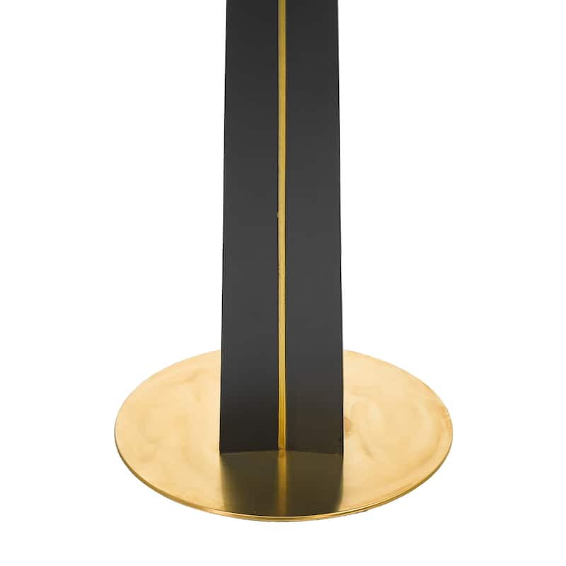 Modern Round Negotiation Table - 85cm Tempered Glass Top, Black Wooden Legs with Golden Metal Base(Only the Negotiation Table)