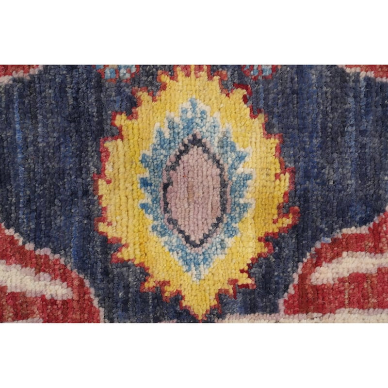 Hand Knotted Oriental 100% Wool Carpet Transitional Floral Navy Blue & Blues Oushak Area Rug - 13' 6'' X 10' 5''