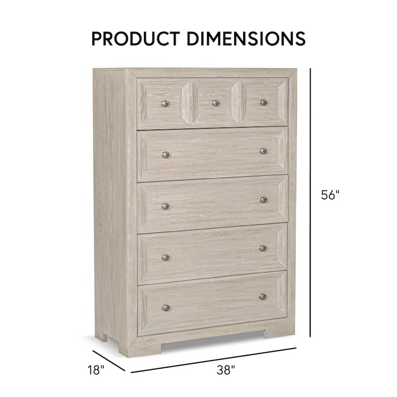 Furniture of America Durem II Modern 3-Piece Solid Wood Panel Bedroom Set with Oversized Nightstand and Chest