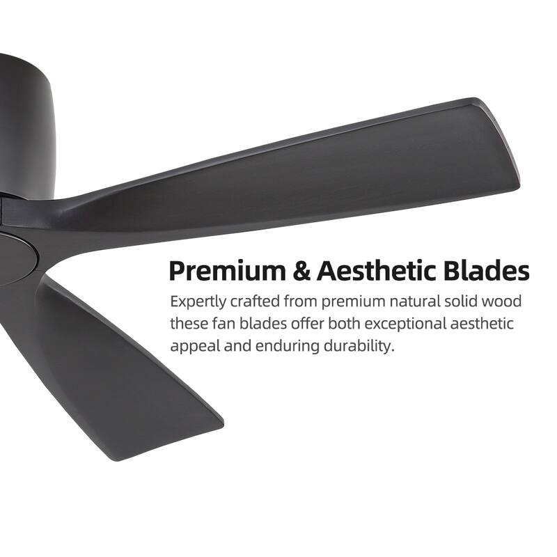 MLiAN 4 Soild Wood Blades Flush Mount Ceiling Fan Remote Control 6-Speed DC