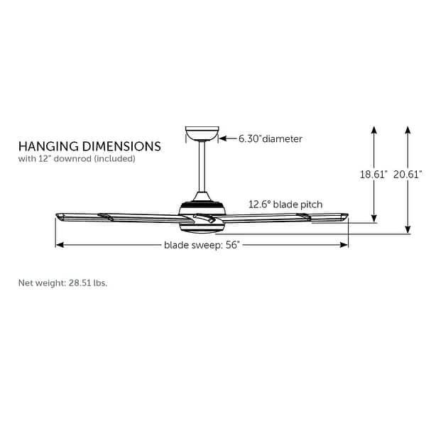 dimension image slide 1 of 4, Fanimation Stellar Custom Indoor/Outdoor Smart Ceiling Fan Motor with LED CCT Select Light Kit and Remote - Black