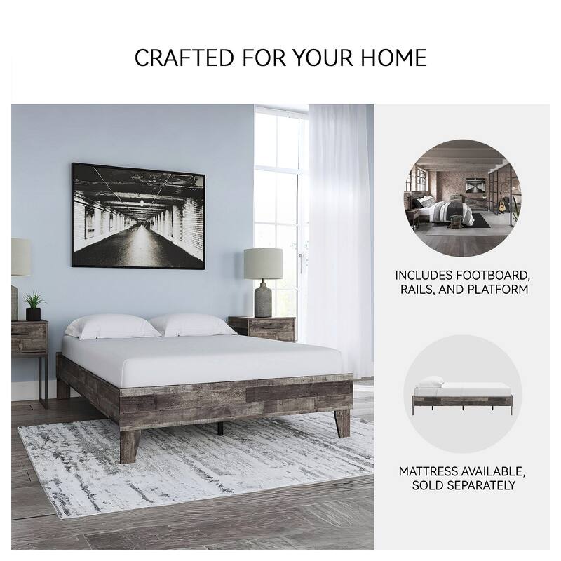 Signature Design by Ashley Neilsville Weathered Woodgrain Platform Bed