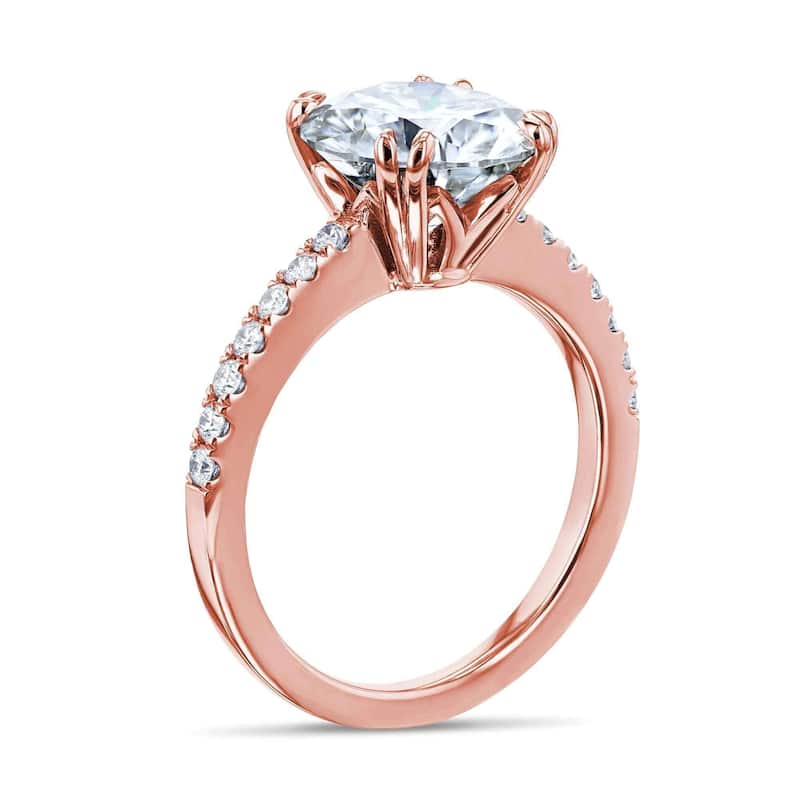 Kobelli 3 Carat Lab Grown Diamond Certified 14k Solid Gold Round-cut Tulip Tiffany Engagement Ring (EF/VS)