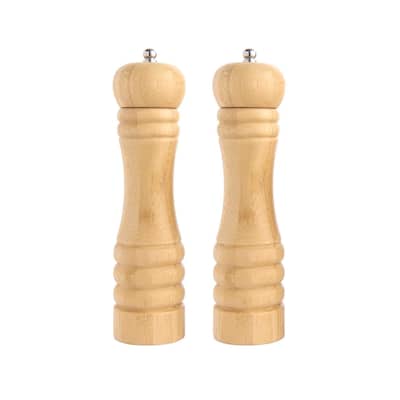 HIC Kitchen Adjustable Mills with Ceramic Grinder, For Peppercorns and Coarse Salt, Set of 2, 8-Inch