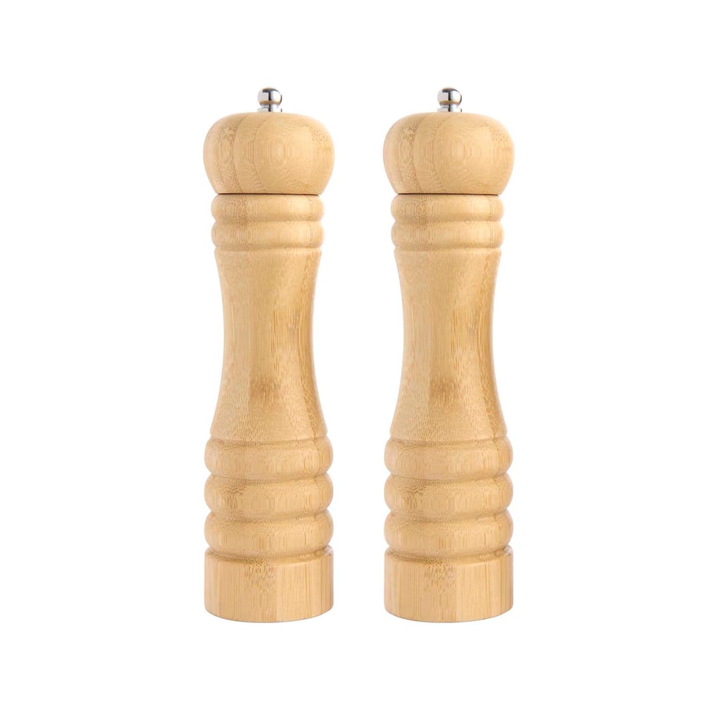 HIC Kitchen Adjustable Mills with Ceramic Grinder, For Peppercorns and Coarse Salt, Set of 2, 8-Inch