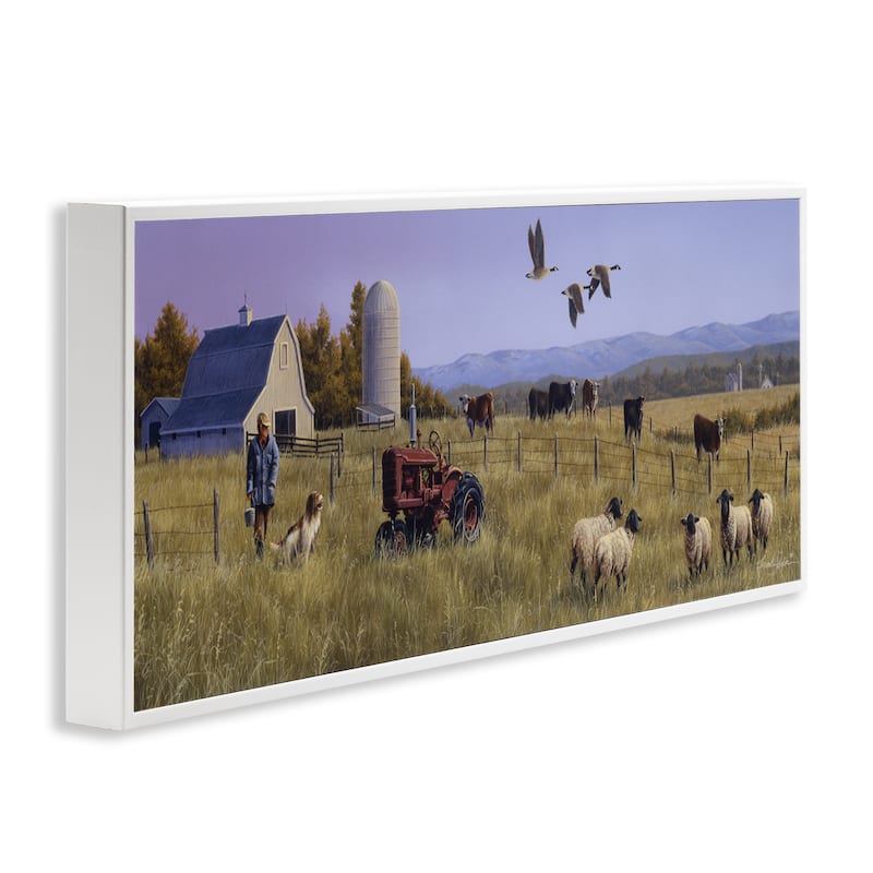 Stupell Geese Over Lush Farm Scene Framed Giclee Art Design By Frank Parker (Young)