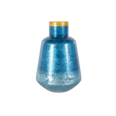 Glass Handmade Decorative Vase - Blue or Black - Roche River Decor