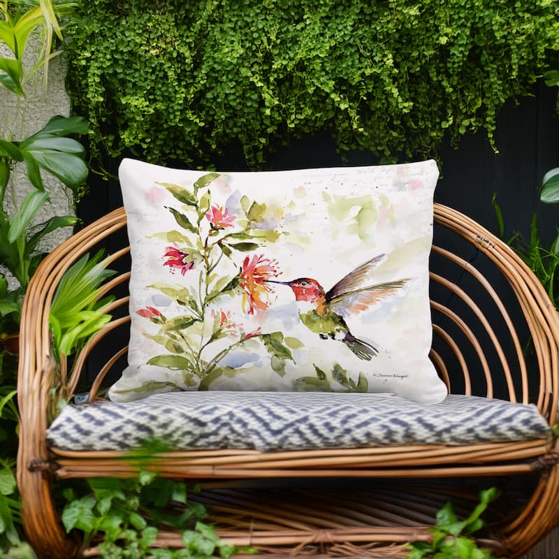 Magnolia Casual Outdoor Pillow Hummer with Hanging Plant 2 13x18