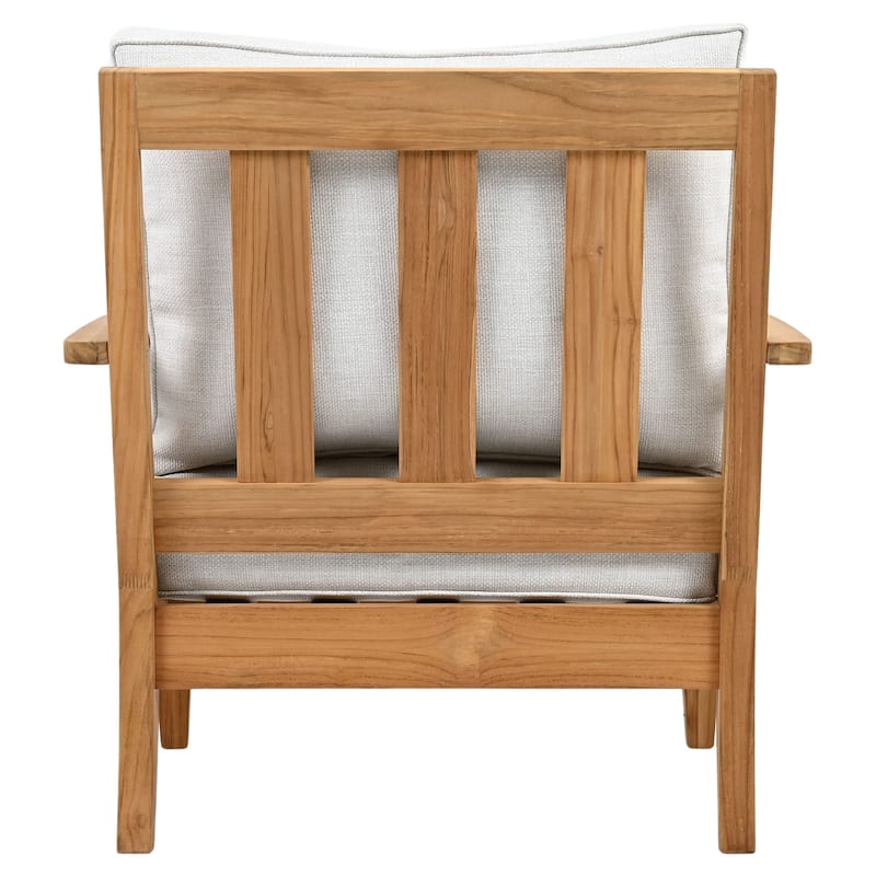 SAFAVIEH Couture Freida Wood Patio Arm Chair - 31.4" W x 35.6" L x 32.6" H - 31"W x 36"D x 33"H