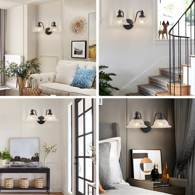Modern Vanity Light with Crystal Glass Shade