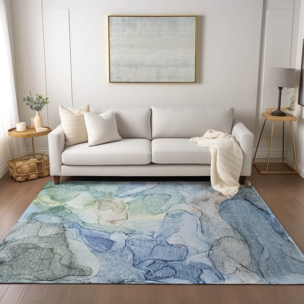 Machine Washable Indoor/ Outdoor Abstract Chantille Rug