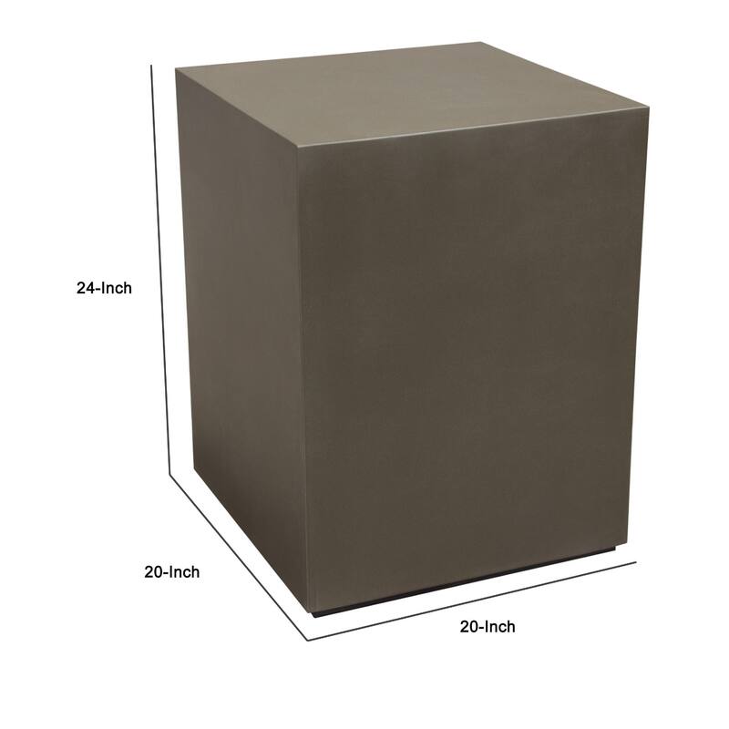 Viko Side End Table, 20 Inch Natural Cement Gray Square Pedestal