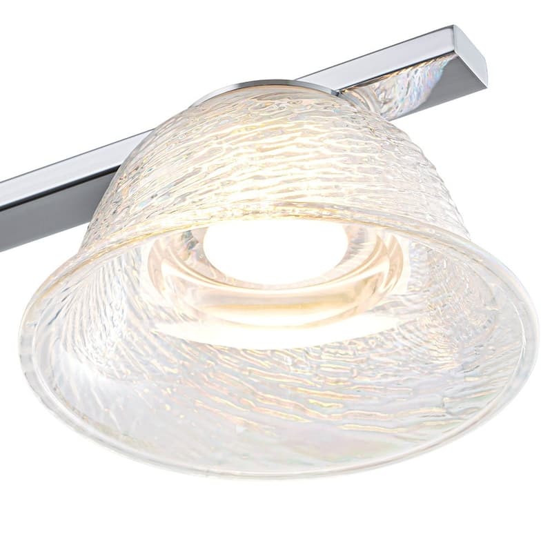 Modern 5-Light Bell Glass Chrome Linear LED Chandelier - N/A