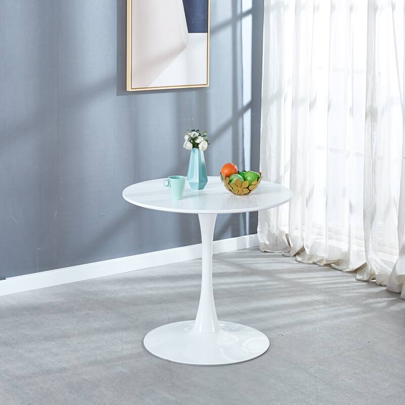31.5"Tulip Dining Table for 2-4 people With Round Mdf Table Top, Pedestal Dining Table, End Table Leisure Coffee Table - White