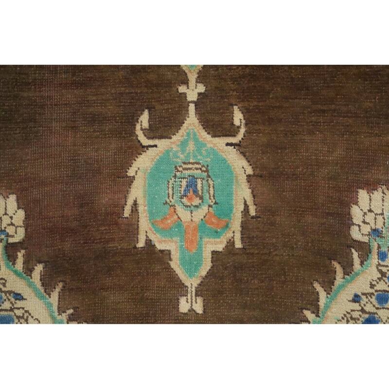 Hand Knotted Oriental 100% Wool Carpet Traditional Medallion Brown Tabriz Area Rug - 6' 2'' X 3' 4''