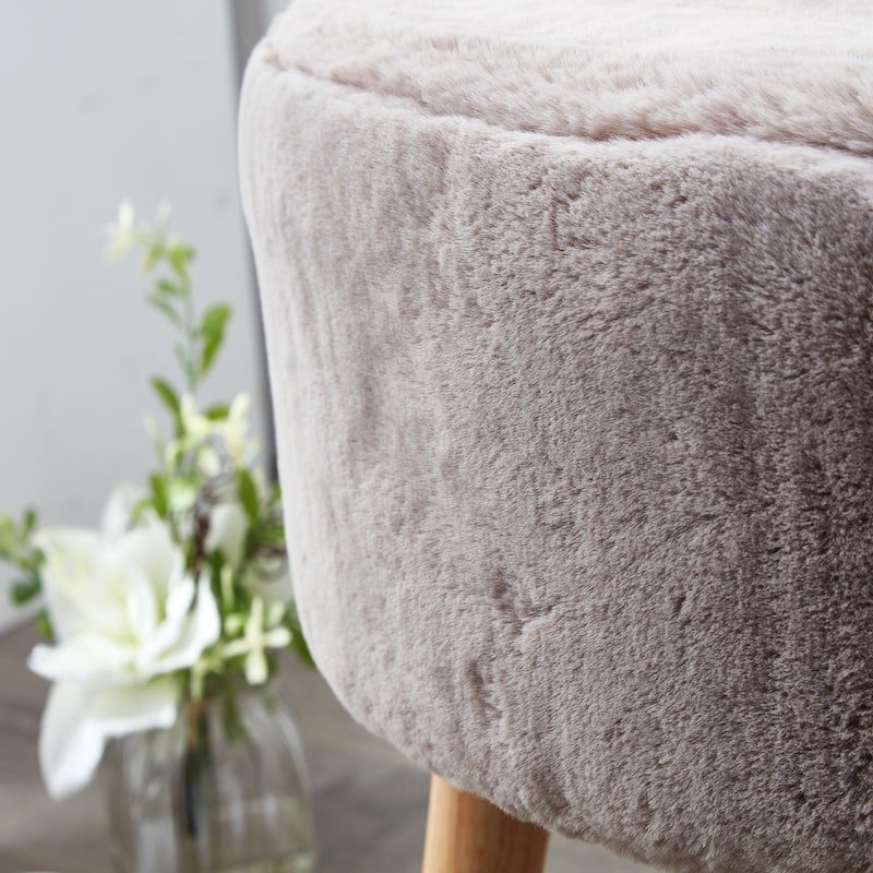 Serenta Heavy FauxFur Oval Ottoman