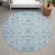 preview thumbnail 118 of 118, Machine Washable Indoor/ Outdoor Traditional Border Chantille Rug Teal - 8' x 8'