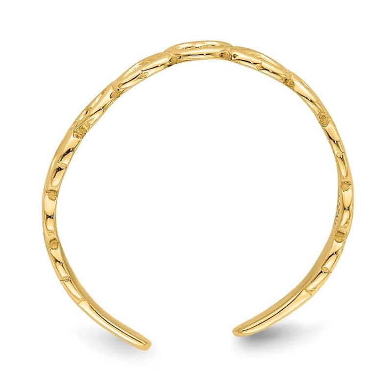 Curata 14 karat Yellow or White Gold Alternating Open/Textured Heart Adjustable Toe Ring (4mm)