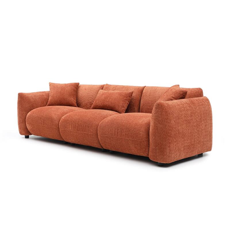 Mid Century Modern 102.36" Boucle Upholstered 3-seater Sofa with Pillows for Livingroom