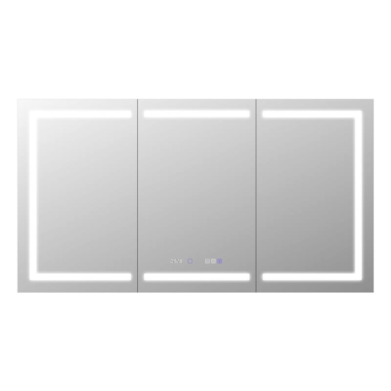 36'' H Recessed or Surface Mounted Bathroom LED Mirror Cabinet With Defogger, Dimmer, 10x magnifying
