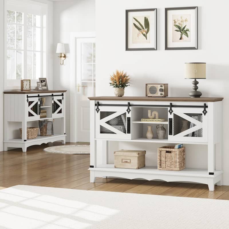 46" Entryway Table with Sliding Barn Doors
