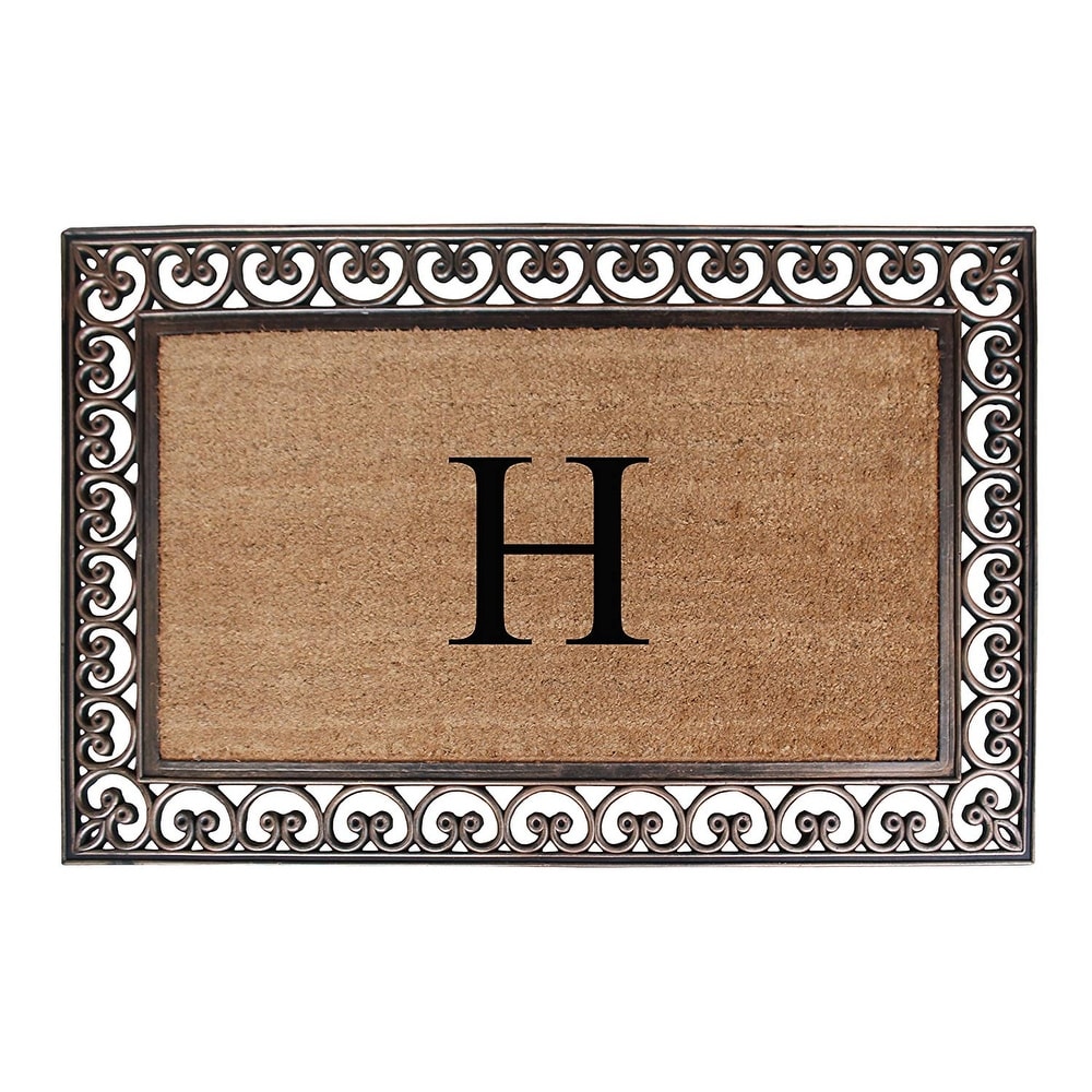 A1 Home Collections Rubber Coir Classic Paisley Border Monogrammed Welcome Entrance Doormat