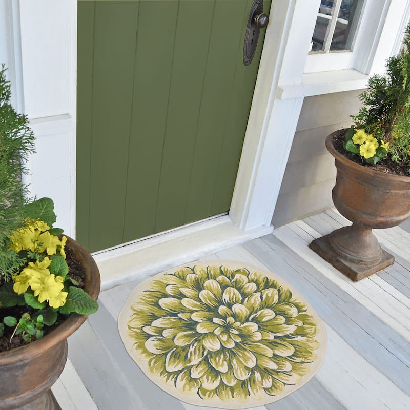 Liora Manne Esencia Mum Indoor/Outdoor Mat Green 3'3"x3'3"