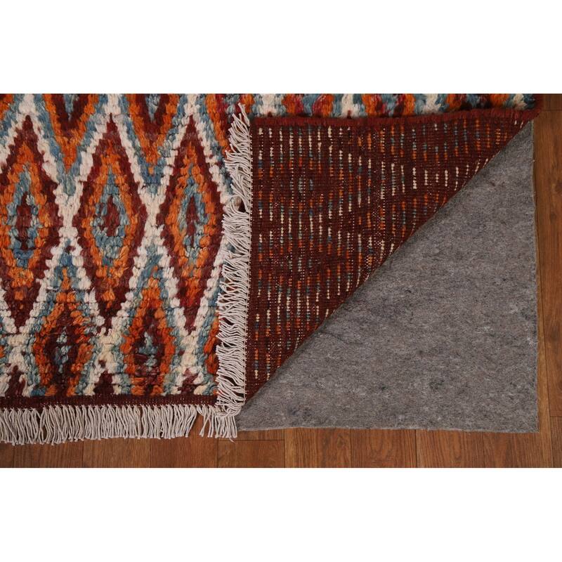 Hand Knotted Oriental 100% Wool Carpet Modern All-Over Oranges & Rust Moroccan Area Rug - 7' 11'' X 5' 8''