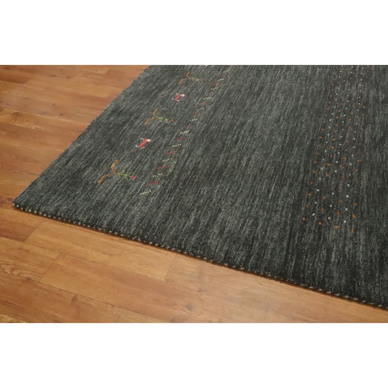 Hand Knotted Oriental 100% Wool Carpet Tribal Animal Pictorial Green Gabbeh Area Rug - 8' 4'' X 5' 1''