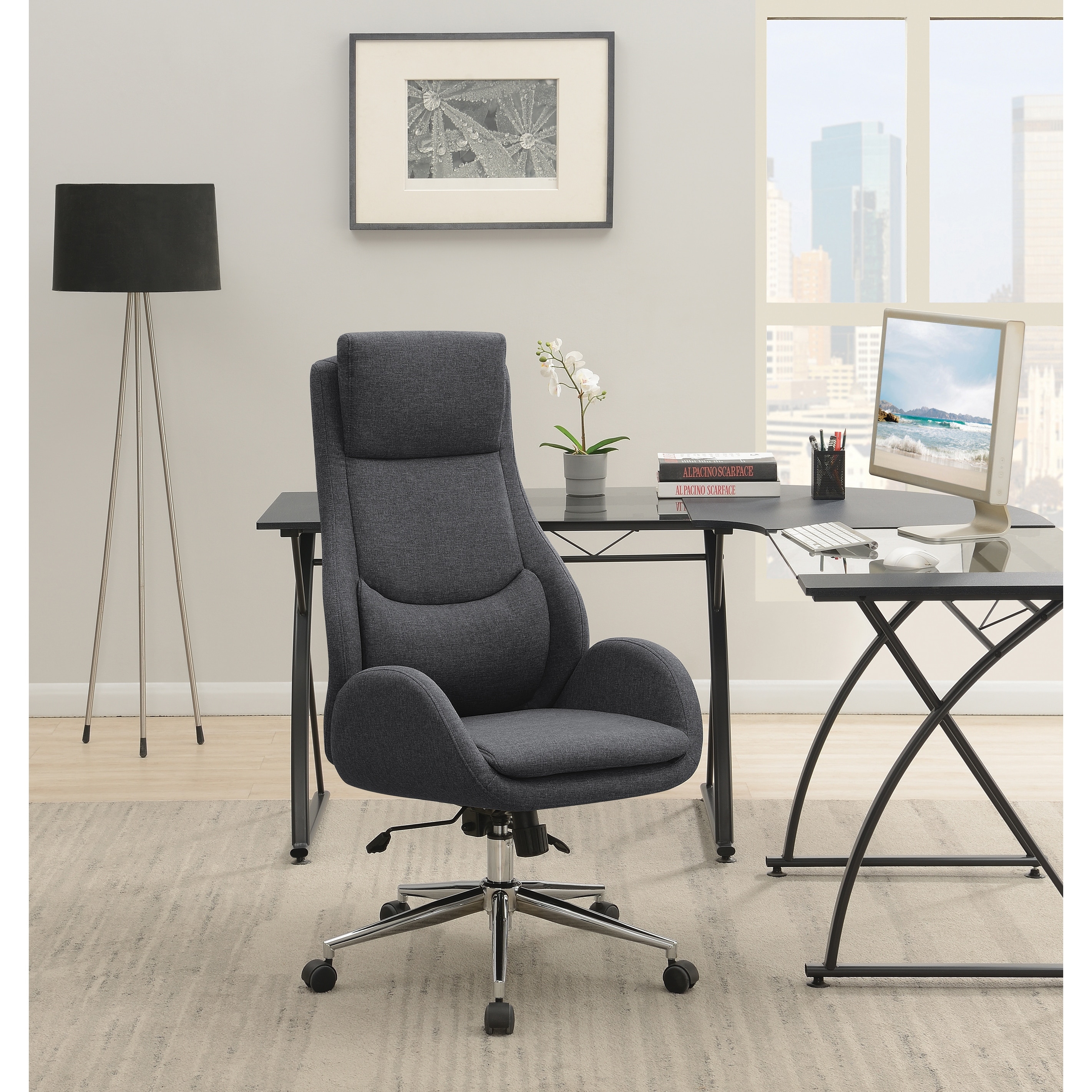 Porch Den Kino Grey And Chrome Upholstered Office Chair Overstock 31684443
