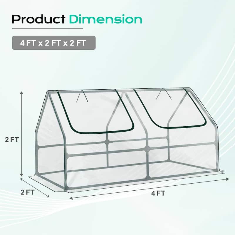 Aoodor 4 ft. x 2 ft. x 2 ft. Mini Greenhouse 2 Zipper Doors