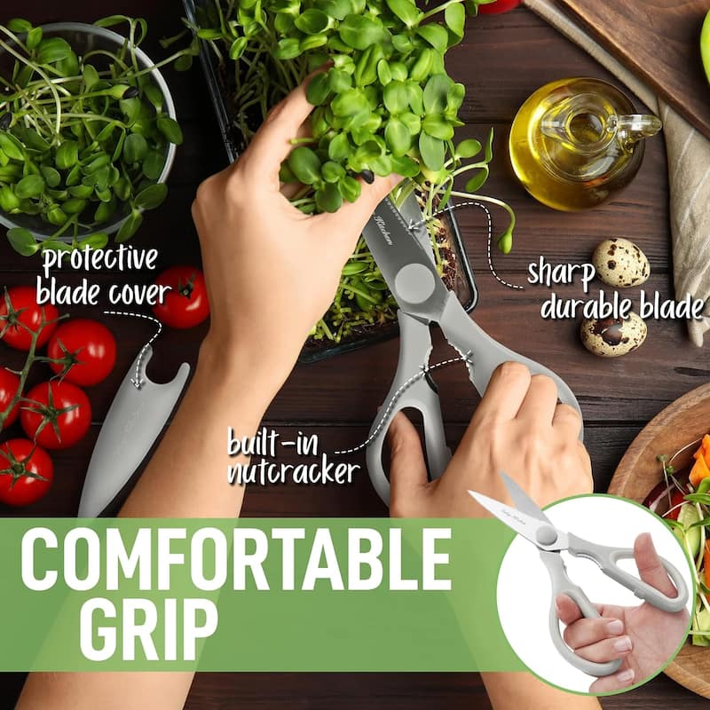 Zulay Kitchen Ultra Sharp Stainless Steel Kitchen Shears With Protective Cover