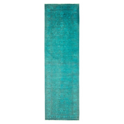 ECARPETGALLERY Hand-knotted Vibrance Teal Wool Rug - 2'8 x 9'3