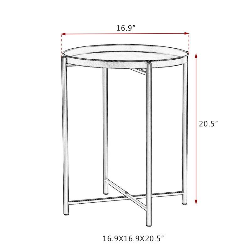 Adeco Gold End Table Metal Waterproof Snack Beside Table Accent Coffee Table - 16.9""(D)x 16.9""(W)x 20.5""(H)