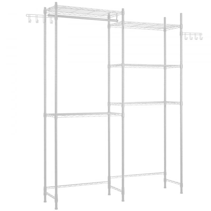 Adjustable Laundry Room Storage Shelf Over Washer and Dryer Sturdy Carbon Steel Organizer Rack - White-5 Tier