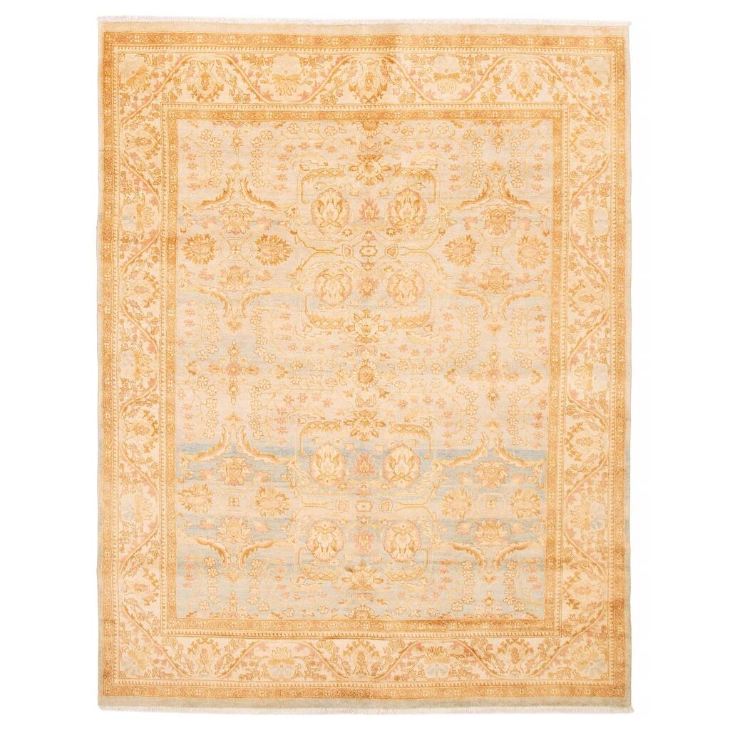 ECARPETGALLERY Hand-knotted Peshawar Oushak Blue Wool Rug - 7'11 x 10'2