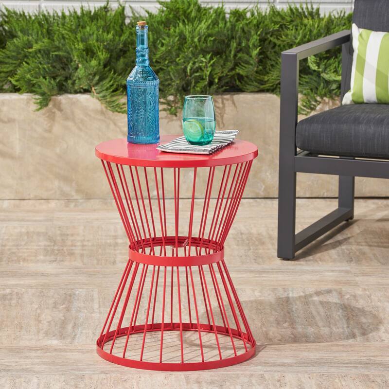 16'' Modern Hourglass Side Table - Red