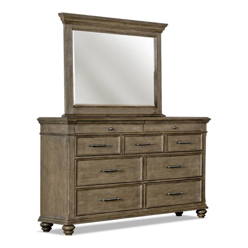 Furniture of America Rubb 5-Piece Aged Oak Wood Tufted Panel Bedroom Set with Storage Footboard Bench