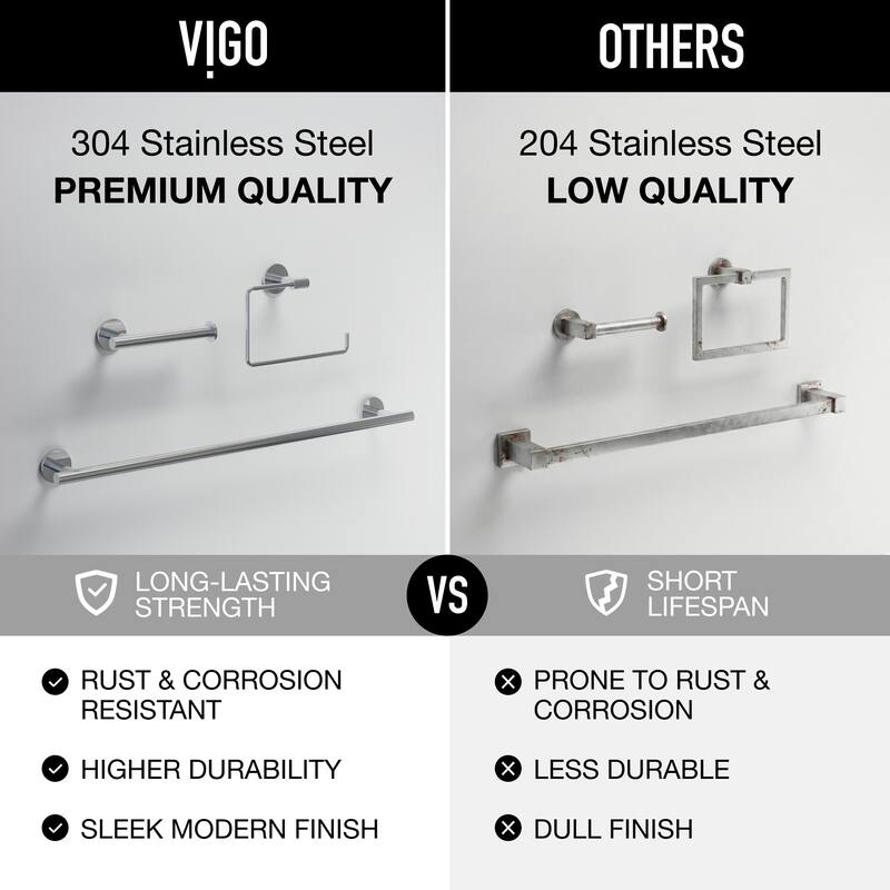 VIGO Elan 3-Piece Bathroom Hardware Accessory Set with 24 in. Towel Bar, Toilet Paper Holder, Hand Towel Holder