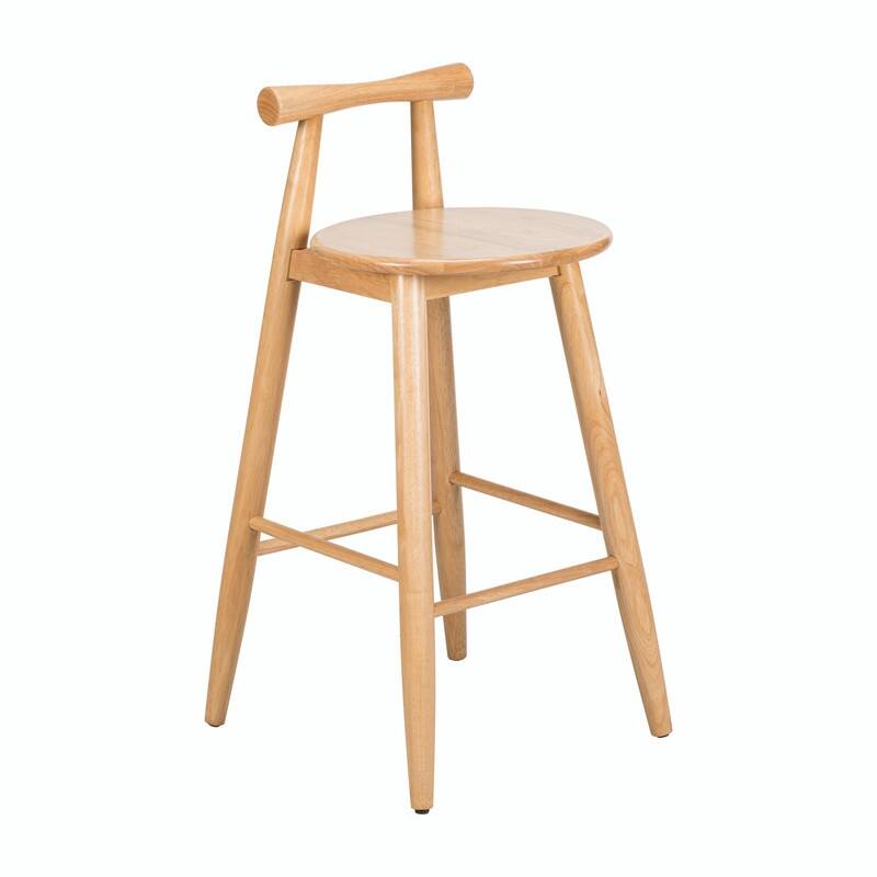 Set of 2 Indoor Rubberwood Barstools, Natural Finish