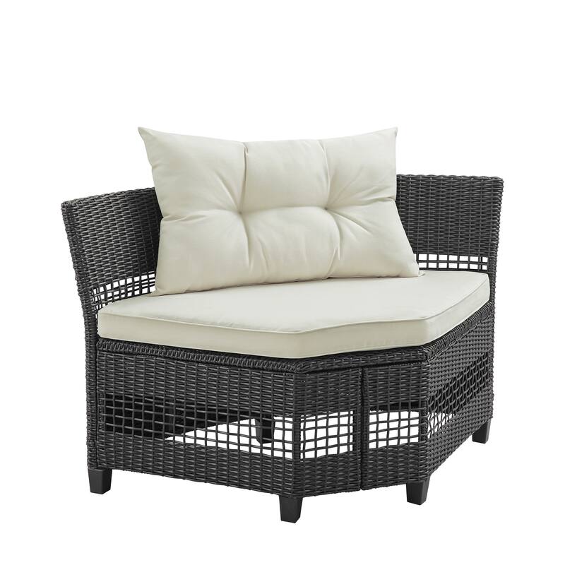 Corvus Fife 4-piece Outdoor Wicker Sectional Set with Round Glass Table