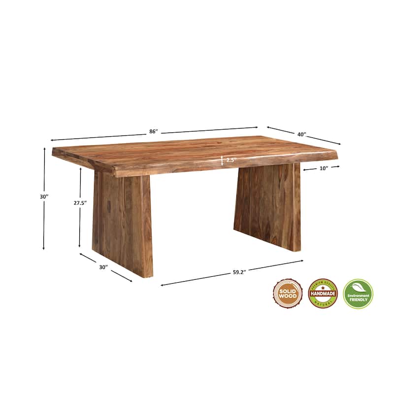 Avenue 9-piece Upholstered Live Edge Solid Wood Dining Set
