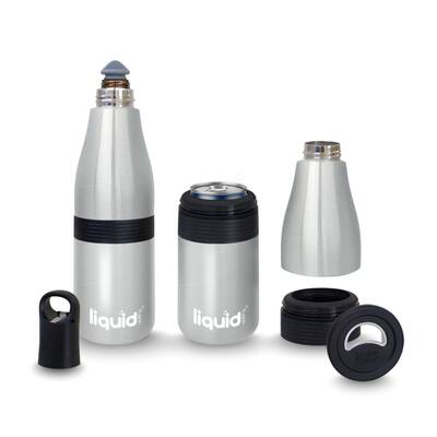 Grand Fusion Icy Bev Kooler 2.0, Bottle and Can Insulator, Water Bottle, Silver