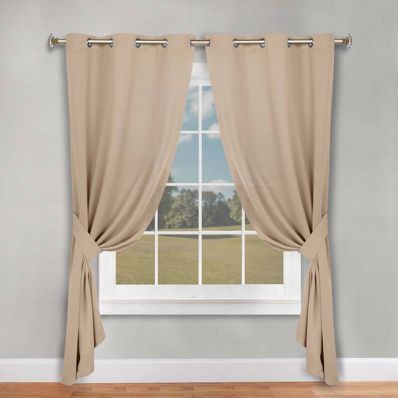 Superior Solid Machine Washable Room Darkening Grommet Blackout Curtains, Set of 2